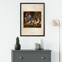 Obraz w ramie Tycjan "Diana i Akteon" - reprodukcja z napisem. Plakat z passe partout