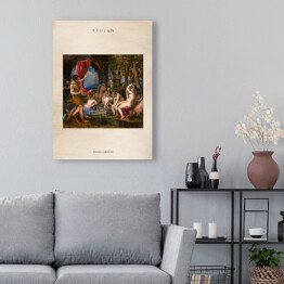 Obraz na płótnie Tycjan "Diana i Akteon" - reprodukcja z napisem. Plakat z passe partout