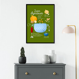 Plakat w ramie Ilustracja - przepis na zupę dyniową