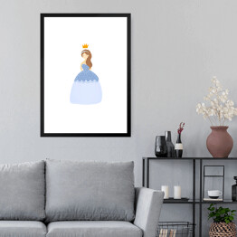 Obraz w ramie Bajkowa księżniczka na białym tle