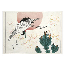 Plakat samoprzylepny Utugawa Hiroshige Żuraw japoński. Reprodukcja 