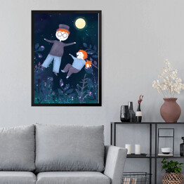 Obraz w ramie Piotruś Pan - Chłopcy w blasku księżyca