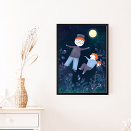 Obraz w ramie Piotruś Pan - Chłopcy w blasku księżyca