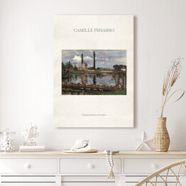 Obraz klasyczny Camille Pissarro "Na skraju Sekwany w Port Marly" - reprodukcja z napisem. Plakat z passe partout