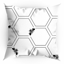 Poduszka Czarne plastry miodu z pszczołą 