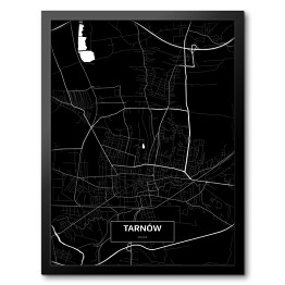 Obraz w ramie Mapa Tarnowa czarno-biała