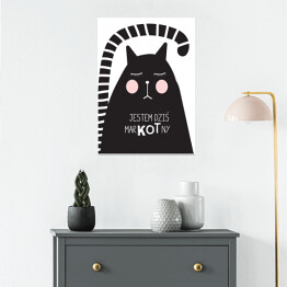 Plakat Ilustracja - kot z hasłem motywacyjnym
