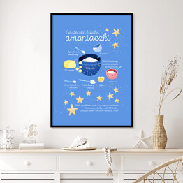 Plakat w ramie Ilustracja - przepis na ciasteczka kruche - amoniaczki