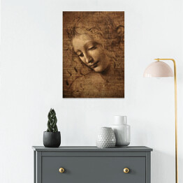 Plakat samoprzylepny Leonardo da Vinci Głowa kobiety Reprodukcja obrazu