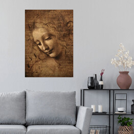 Plakat samoprzylepny Leonardo da Vinci Głowa kobiety Reprodukcja obrazu