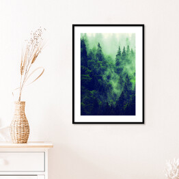 Plakat w ramie Skandynawski las w gęstej mgle