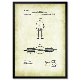 Plakat w ramie N. Tesla - patenty na rycinach vintage - 3
