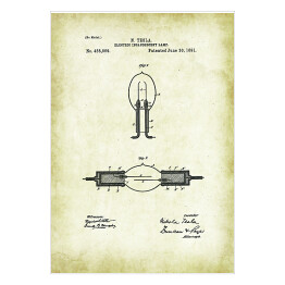 Plakat samoprzylepny N. Tesla - patenty na rycinach vintage - 3
