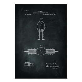 Plakat N. Tesla - patenty na rycinach czarno białych - 3