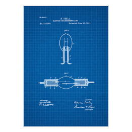 Plakat N. Tesla - patenty na rycinach blueprint - 3