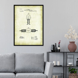 Plakat w ramie N. Tesla - patenty na rycinach vintage - 3