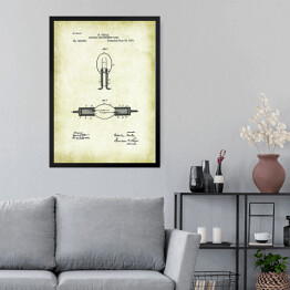 Obraz w ramie N. Tesla - patenty na rycinach vintage - 3