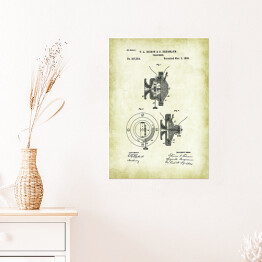 Plakat T. A. Edison, S. Bergmann - telefon - patenty na rycinach vintage