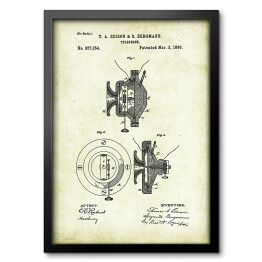 Obraz w ramie T. A. Edison, S. Bergmann - telefon - patenty na rycinach vintage