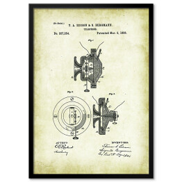 Plakat w ramie T. A. Edison, S. Bergmann - telefon - patenty na rycinach vintage