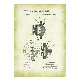 Plakat samoprzylepny T. A. Edison, S. Bergmann - telefon - patenty na rycinach vintage