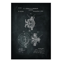 Plakat T. A. Edison, S. Bergmann - telefon - patenty na rycinach - czarno białe