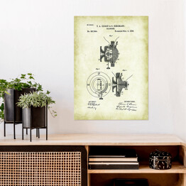 Plakat samoprzylepny T. A. Edison, S. Bergmann - telefon - patenty na rycinach vintage