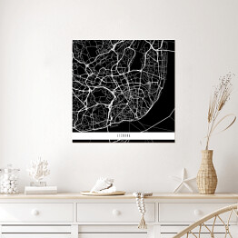 Plakat samoprzylepny Mapy miast świata - Lizbona - czarna