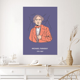 Plakat samoprzylepny Michael Faraday - znani naukowcy - ilustracja