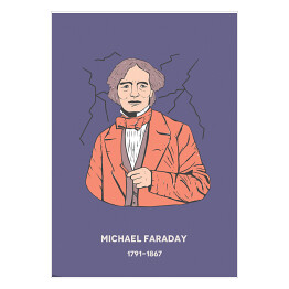 Plakat Michael Faraday - znani naukowcy - ilustracja