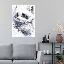 Plakat Szop pracz - minimalistyczny portret słodki zwierzak