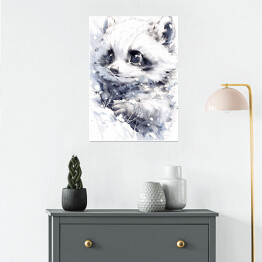 Plakat samoprzylepny Szop pracz - minimalistyczny portret słodki zwierzak