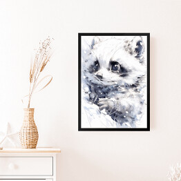 Obraz w ramie Szop pracz - minimalistyczny portret słodki zwierzak