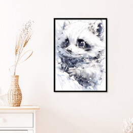 Plakat w ramie Szop pracz - minimalistyczny portret słodki zwierzak