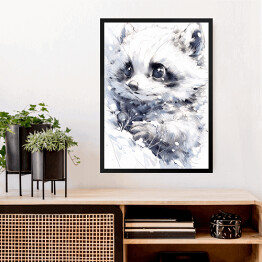 Obraz w ramie Szop pracz - minimalistyczny portret słodki zwierzak