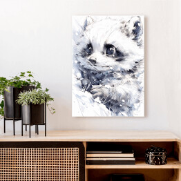 Obraz klasyczny Szop pracz - minimalistyczny portret słodki zwierzak
