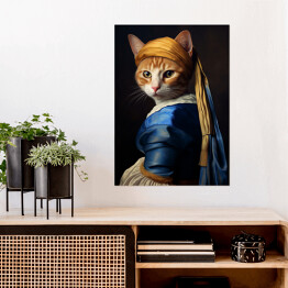 Plakat samoprzylepny Kot à la Jan Vermeer