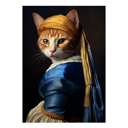 Plakat samoprzylepny Kot à la Jan Vermeer