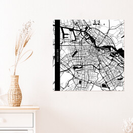 Plakat samoprzylepny Amsterdam - mapy miast świata - biała