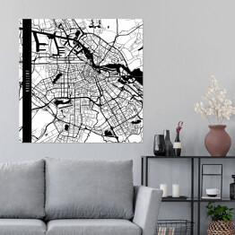 Plakat samoprzylepny Amsterdam - mapy miast świata - biała