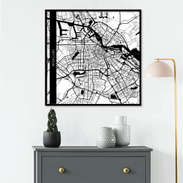 Plakat w ramie Amsterdam - mapy miast świata - biała