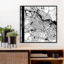 Plakat w ramie Amsterdam - mapy miast świata - biała