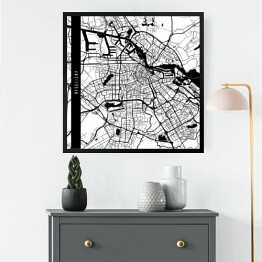 Obraz w ramie Amsterdam - mapy miast świata - biała
