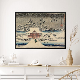 Obraz w ramie Utugawa Hiroshige Śnieżna scena w Sanktuarium Benzaiten w stawie w Inokashira. Reprodukcja obrazu