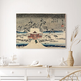 Obraz na płótnie Utugawa Hiroshige Śnieżna scena w Sanktuarium Benzaiten w stawie w Inokashira. Reprodukcja obrazu