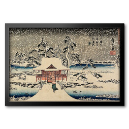 Obraz w ramie Utugawa Hiroshige Śnieżna scena w Sanktuarium Benzaiten w stawie w Inokashira. Reprodukcja obrazu
