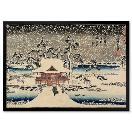 Plakat w ramie Utugawa Hiroshige Śnieżna scena w Sanktuarium Benzaiten w stawie w Inokashira. Reprodukcja obrazu