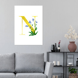 Plakat Roślinny alfabet - litera N jak niezapominajka