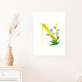 Plakat samoprzylepny Roślinny alfabet - litera N jak niezapominajka