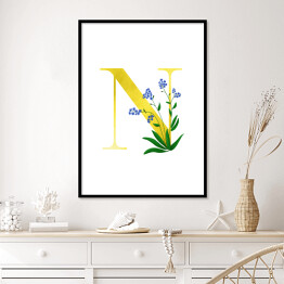 Plakat w ramie Roślinny alfabet - litera N jak niezapominajka